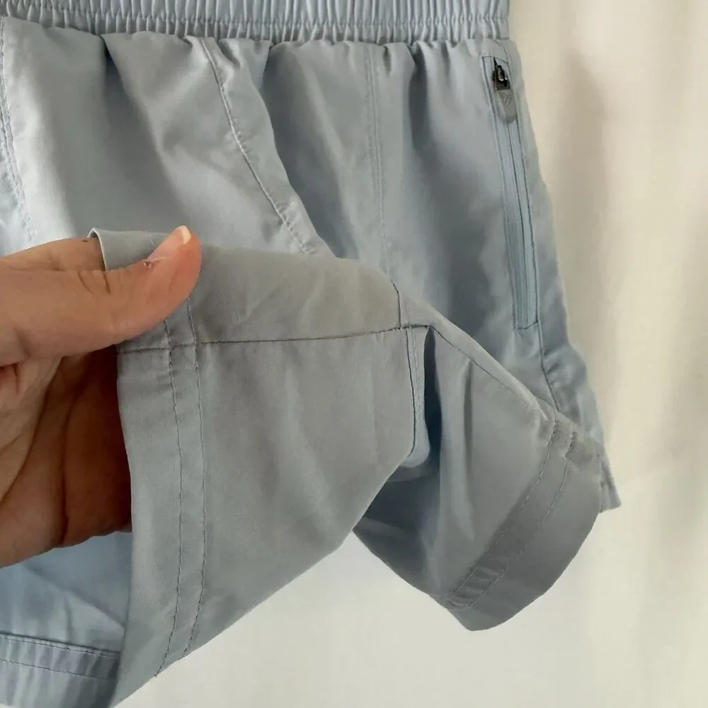 Old Navy Shorts Girls Medium Blue Pull On Elasric Waist Zip Pockets Elastic Wais